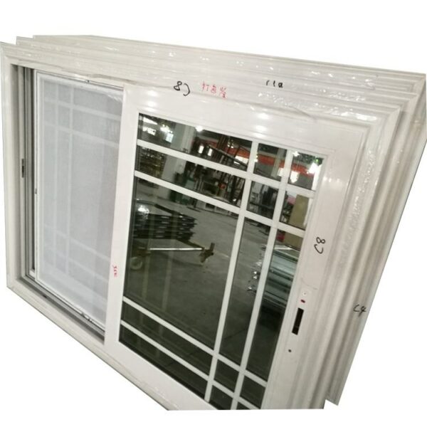 2 - Double tempered clear glass white grill aluminium sliding window
