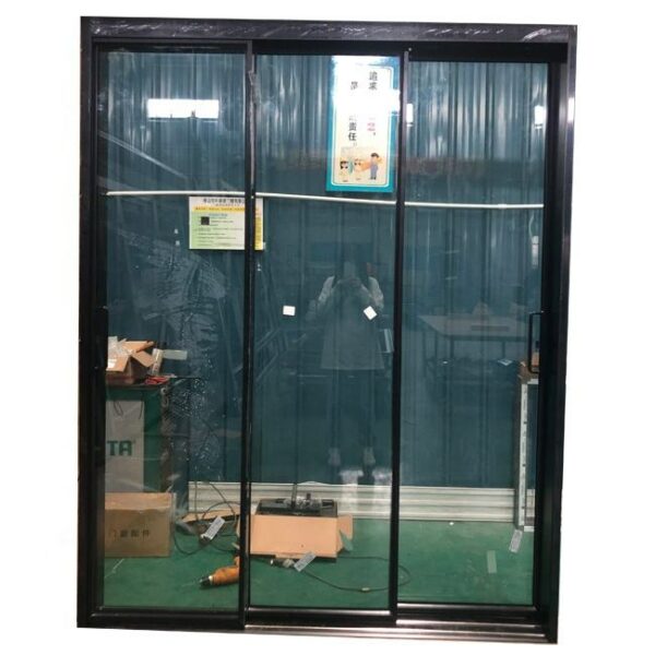 1 - Black color slim aluminum frame double glass sliding door