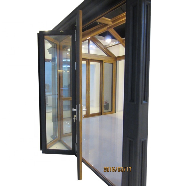 Customized Waterproof Exterior Aluminum Glass 2.0mm thickness powder coated safety glass bi-folding doors