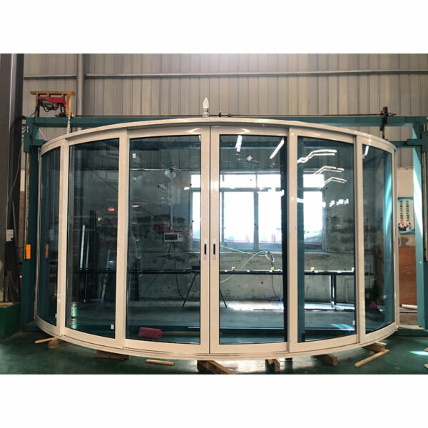 2 - Commercial exterior slide curved security glass tempered aluminium sliding door curved sliding door
