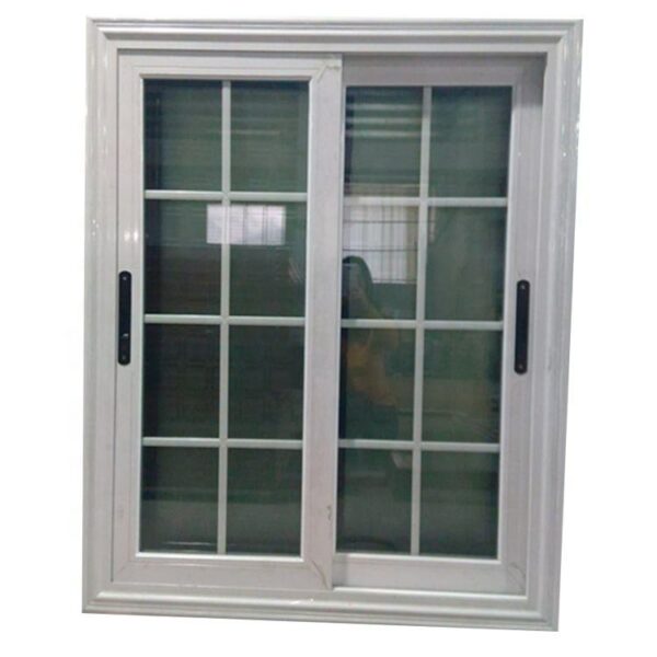 3 - Double tempered clear glass white grill aluminium sliding window