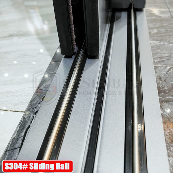 6 - Gray Exterior Impact Soundproof Glass Balcony Patio Large Double Bottom Track Sliding Aluminum Doors
