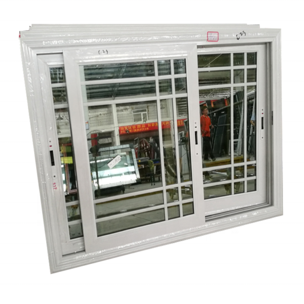 4 - Double tempered clear glass white grill aluminium sliding window