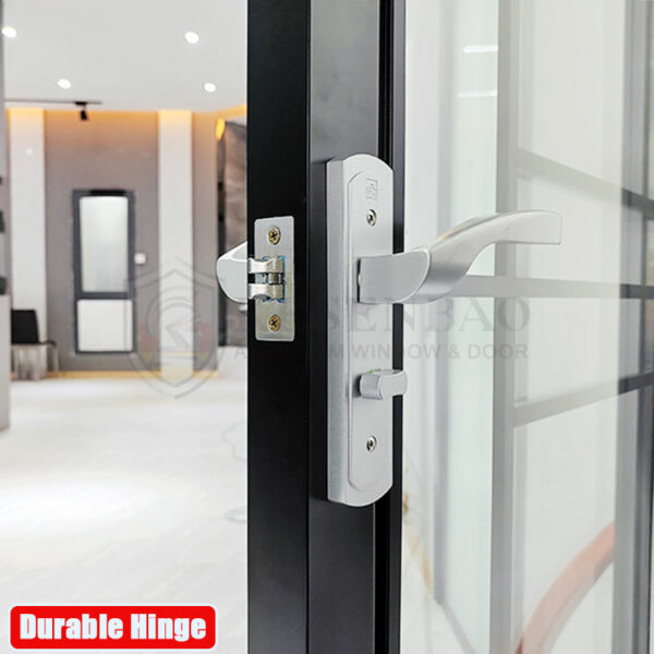 3 - Thin Frame Design Design Black Wholesale Price Aluminium Double Tempered Glass Toilet Door Shower Hinged Doors Bathroom