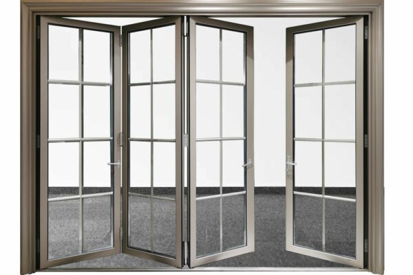 6 - Golden Aluminum Main Door Inside Grille Design Balcony Patio Sliding Folding Door