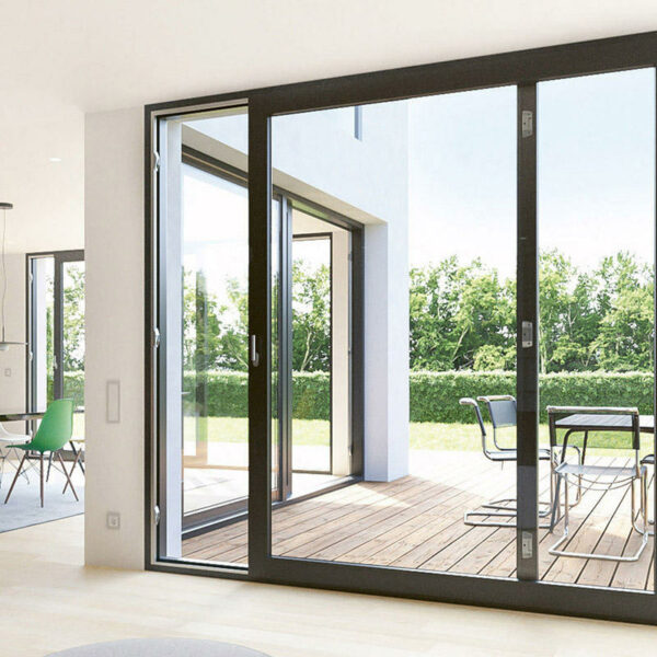 Aluminum Sliding Door - Gray Exterior Impact Soundproof Glass Balcony Patio Large Double Bottom Track Sliding Aluminum Doors