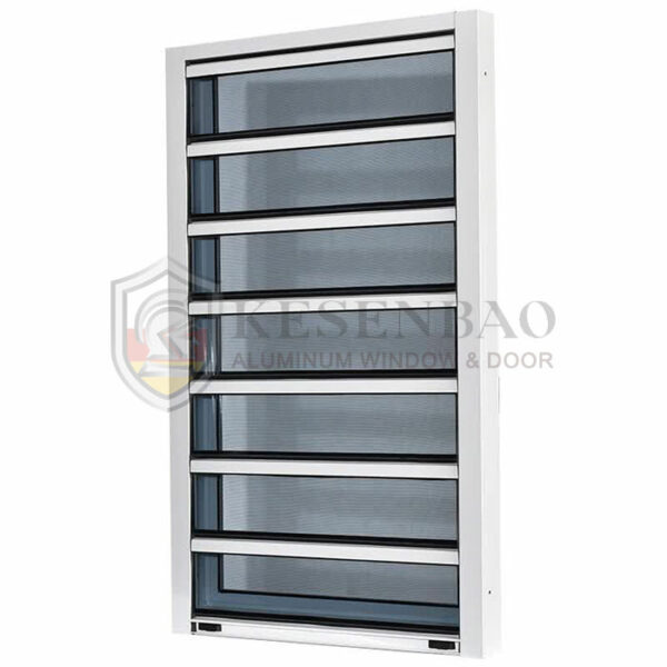 1 - 2.0mm Thicken Profiles House Single Pane Glass Louvers Fixed Aluminium Casement Window With Black Color Frame