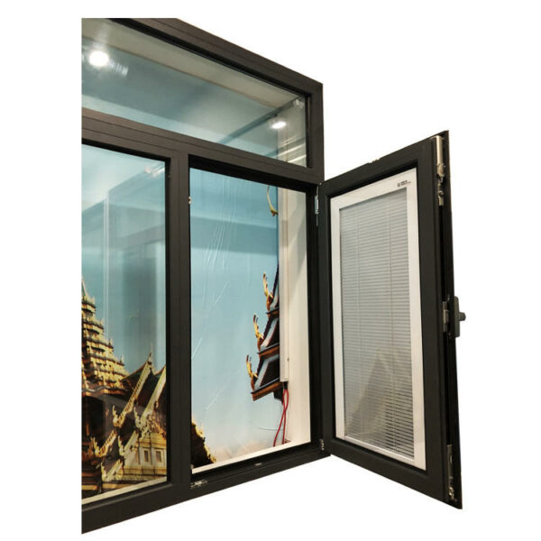 4 - 5mm laminated tempered glass hurricane impact swing opening aluminum window with internal blinds