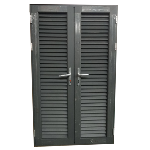 6 - Wooden color size customized aluminium louvre door