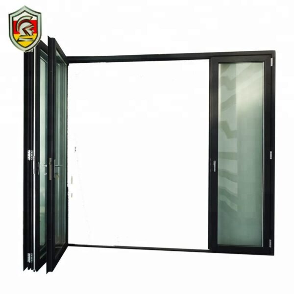 3 - Accordion clear tempered glass folding door garden bifold doors aluminum front door