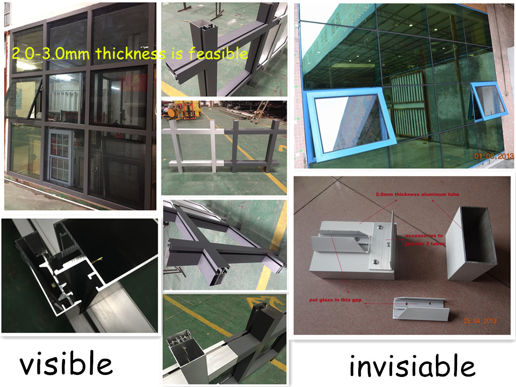 Visible 3.0mm thickness reflective glass competitive price aluminium curtain wall