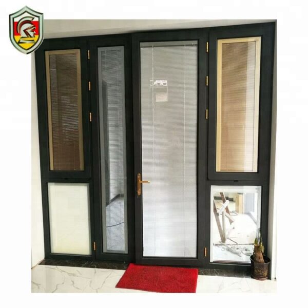 4 - Front door design double glazed aluminium casement door with double glasses