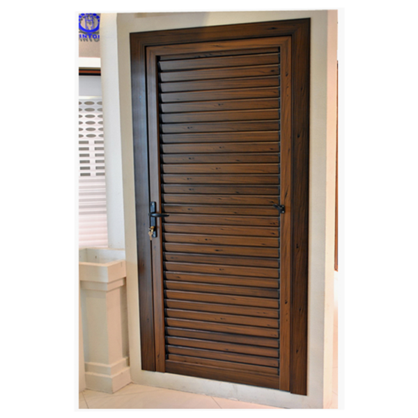 3 - Wooden color size customized aluminium louvre door