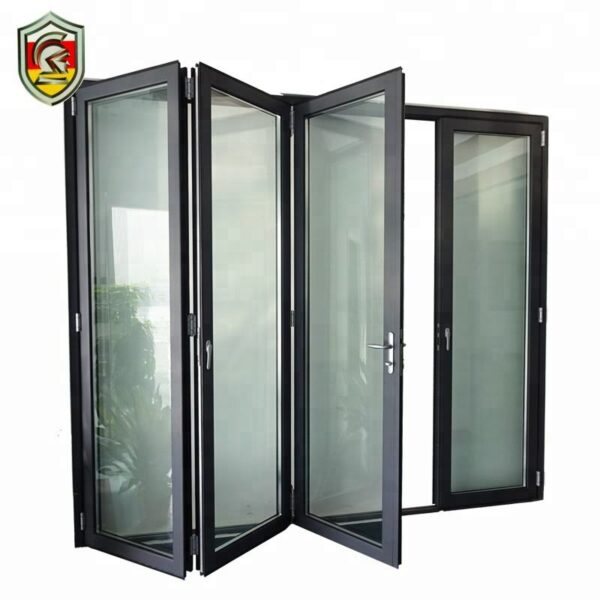 1 - Accordion clear tempered glass folding door garden bifold doors aluminum front door