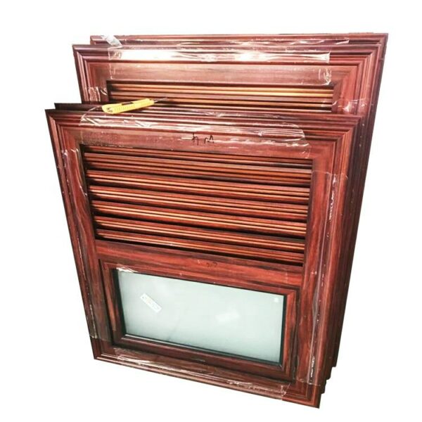 1 - Powder coated aluminium framed wooden grain jalousie window wood louver door