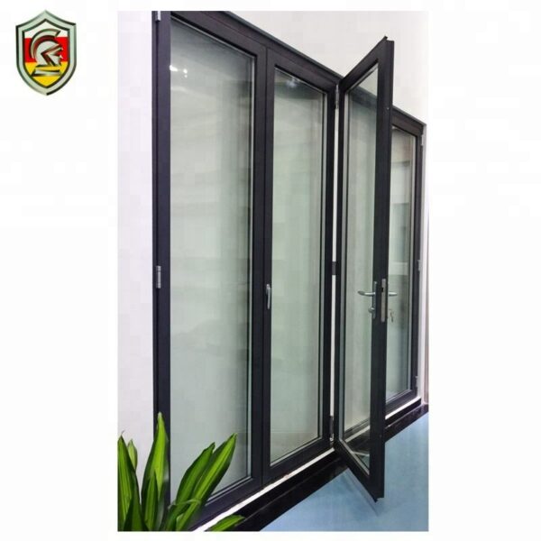 2 - Accordion clear tempered glass folding door garden bifold doors aluminum front door