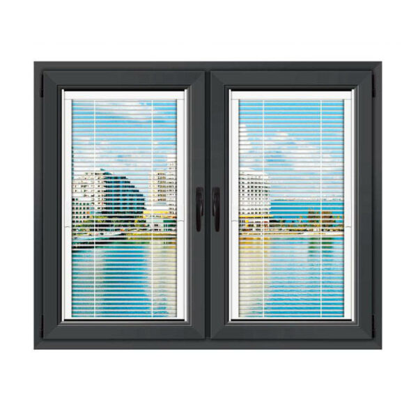 1 - 5mm laminated tempered glass hurricane impact swing opening aluminum window with internal blinds