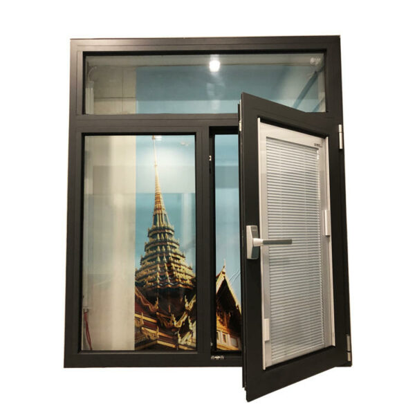 2 - 5mm laminated tempered glass hurricane impact swing opening aluminum window with internal blinds