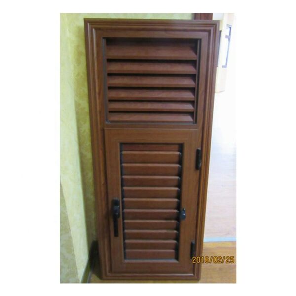 3 - Powder coated aluminium framed wooden grain jalousie window wood louver door
