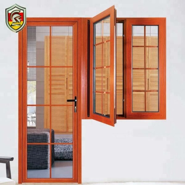 2 - Front door design double glazed aluminium casement door with double glasses