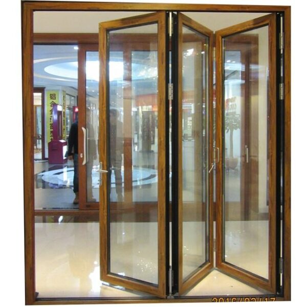 0| - Customized Waterproof Exterior Aluminum Glass 2.0mm thickness powder coated safety glass bi-folding doors