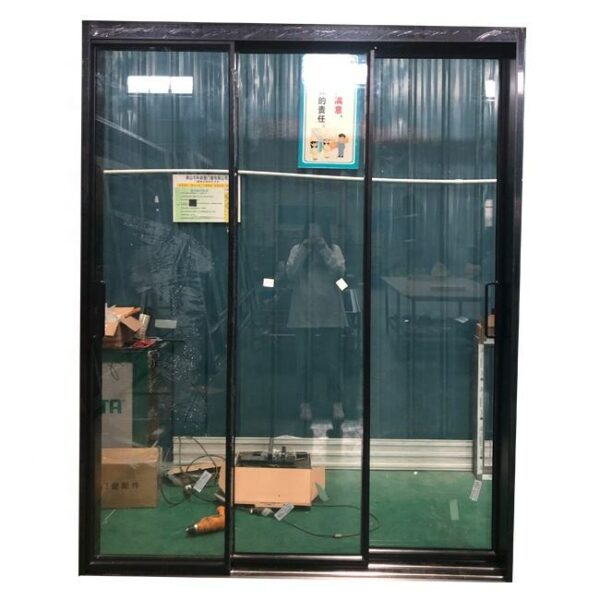 2 - Black color slim aluminum frame double glass sliding door