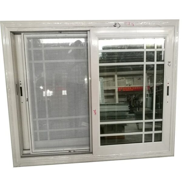 5 - Double tempered clear glass white grill aluminium sliding window