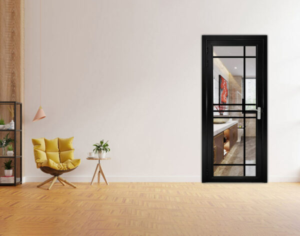 6 - Fancy Golden Aluminium Frame Bathroom Swing Door Design