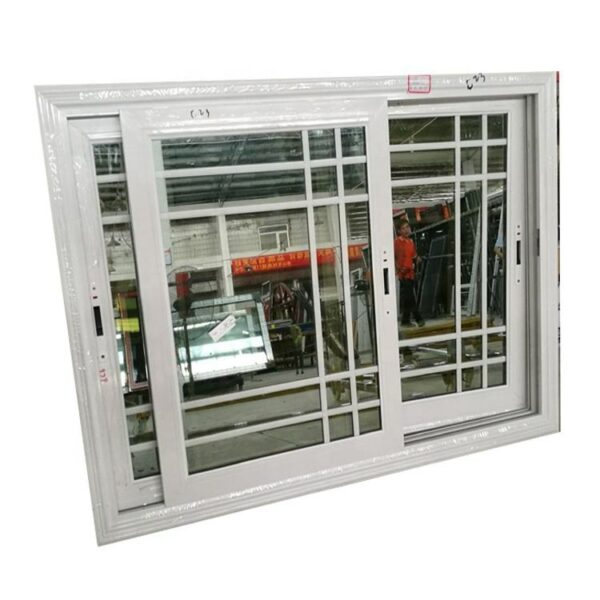 0| - Double tempered clear glass white grill aluminium sliding window