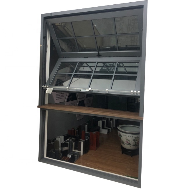 Tinted glass aluminium profile accordion folding window with shutter