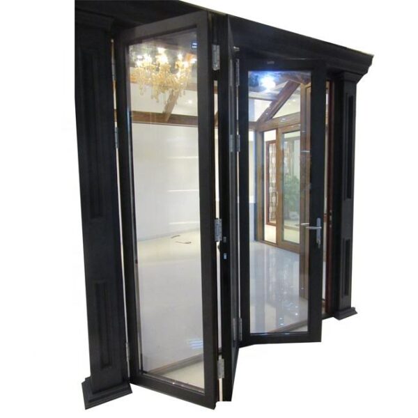 1 - Customized Waterproof Exterior Aluminum Glass 2.0mm thickness powder coated safety glass bi-folding doors
