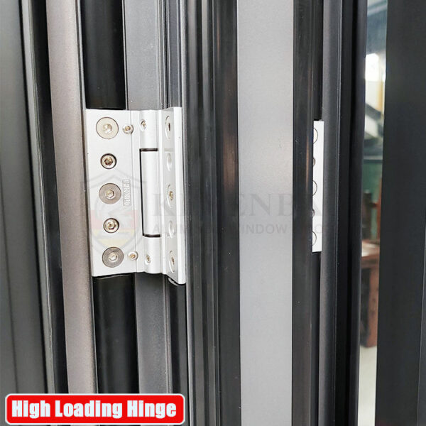 3 - Thermal Break Soundproof Door Exterior Veranda Hurricane Proof Tempered Glazed Aluminium Folding Door