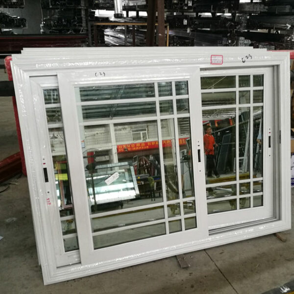 1 - Double tempered clear glass white grill aluminium sliding window