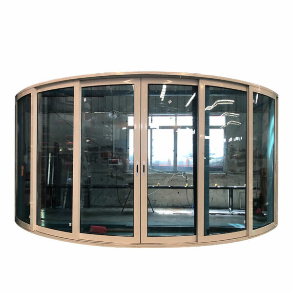 1 - Commercial exterior slide curved security glass tempered aluminium sliding door curved sliding door