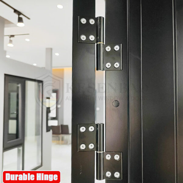 2 - Thin Frame Design Design Black Wholesale Price Aluminium Double Tempered Glass Toilet Door Shower Hinged Doors Bathroom