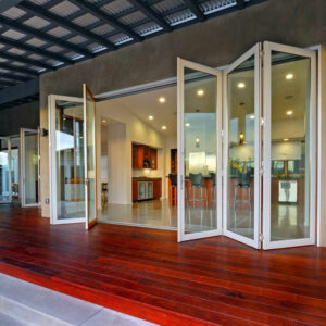 1 - Golden Aluminum Main Door Inside Grille Design Balcony Patio Sliding Folding Door