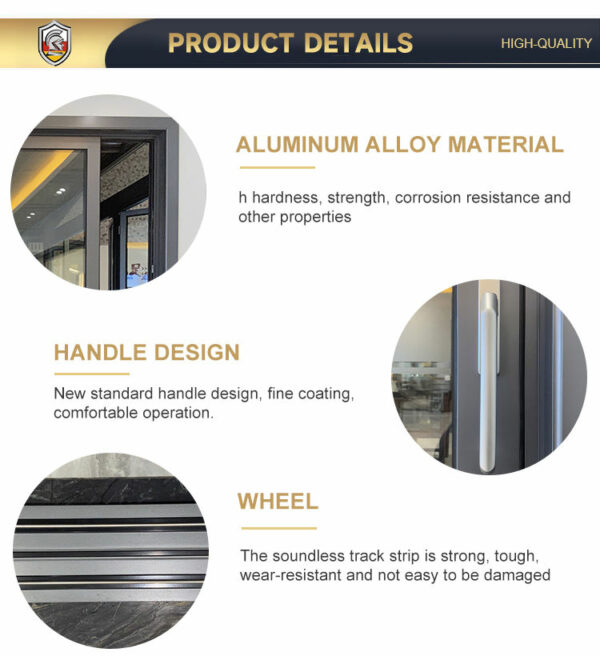 3 - Soundproof Durable Sliding Aluminium alloy Window Door Low temper Glass Metal Window Door custom size