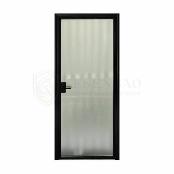 6 - Thin Frame Design Design Black Wholesale Price Aluminium Double Tempered Glass Toilet Door Shower Hinged Doors Bathroom