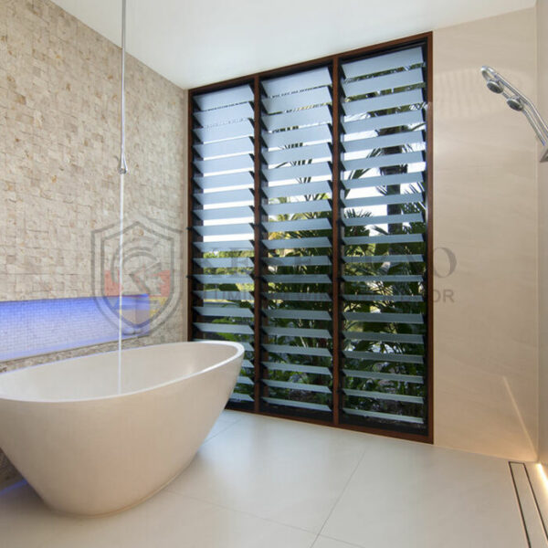 3 - Aluminum Louvered Windows Adjustable Louver Frosted Glass Bathroom Window