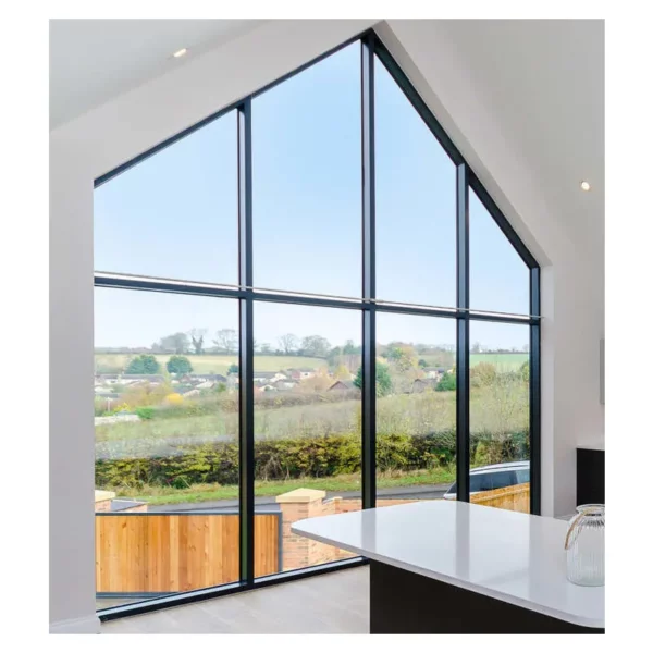  - Custom aluminum black fixed glass picture double glazed triangle window